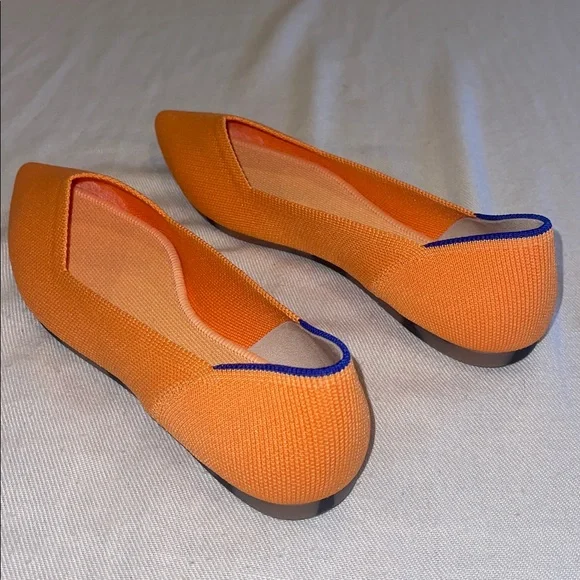 Rothy’s Tangerine Flats, with blue trim on back SZ 8 EUC - Picture 4 of 11